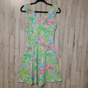 Lilly Pulitzer size XS Floral Stretch Dahlia Fit & Flare Coconut Jungle Dress